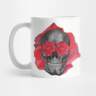 Human skull with red roses Mug